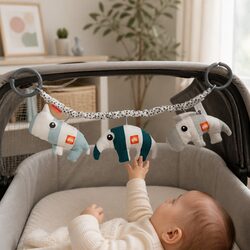Pram Toy Deer Friends Blue Stroller Attachment Baby Entertainment On The Move