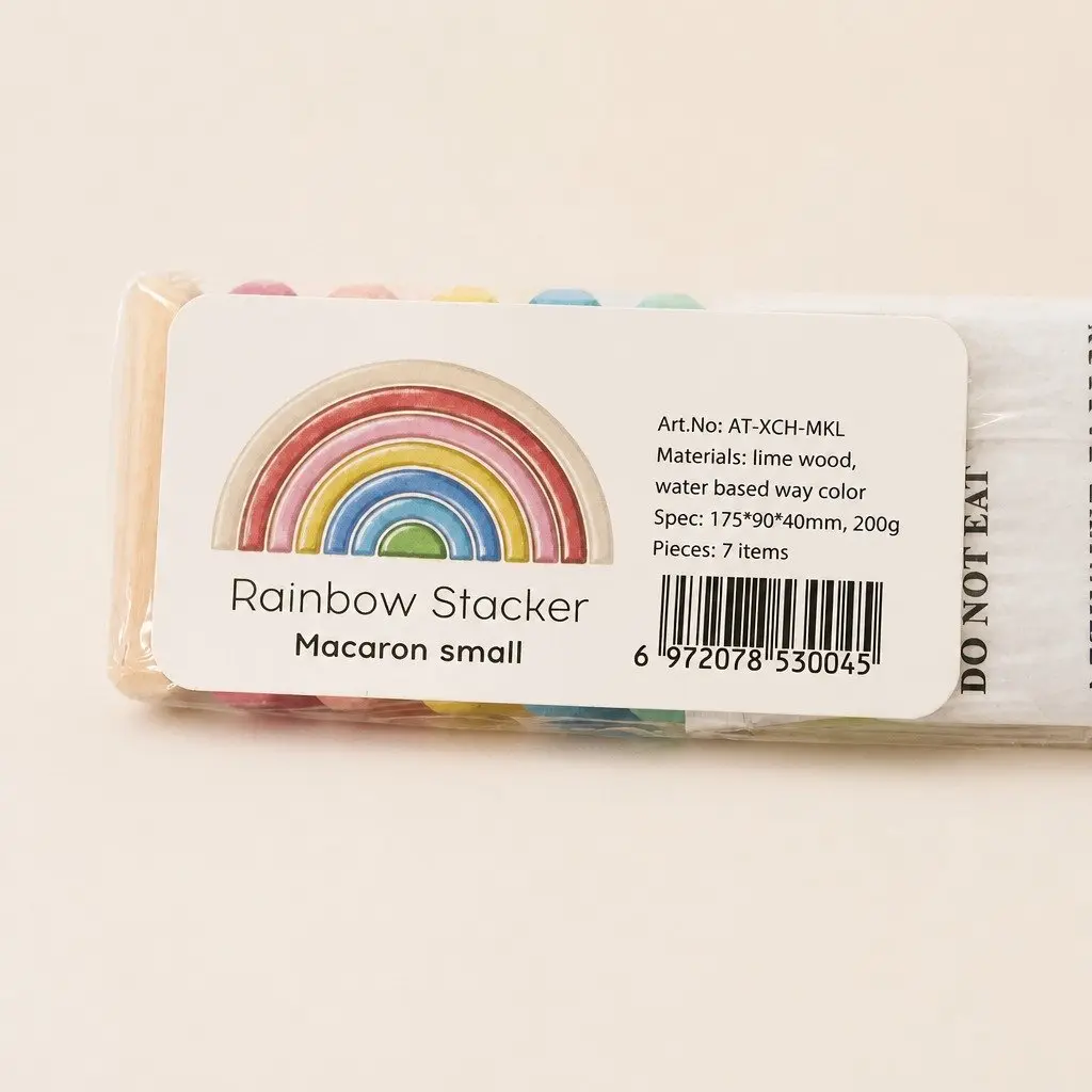 Wooden Toy Stacking Rainbow Pastel Small Educational