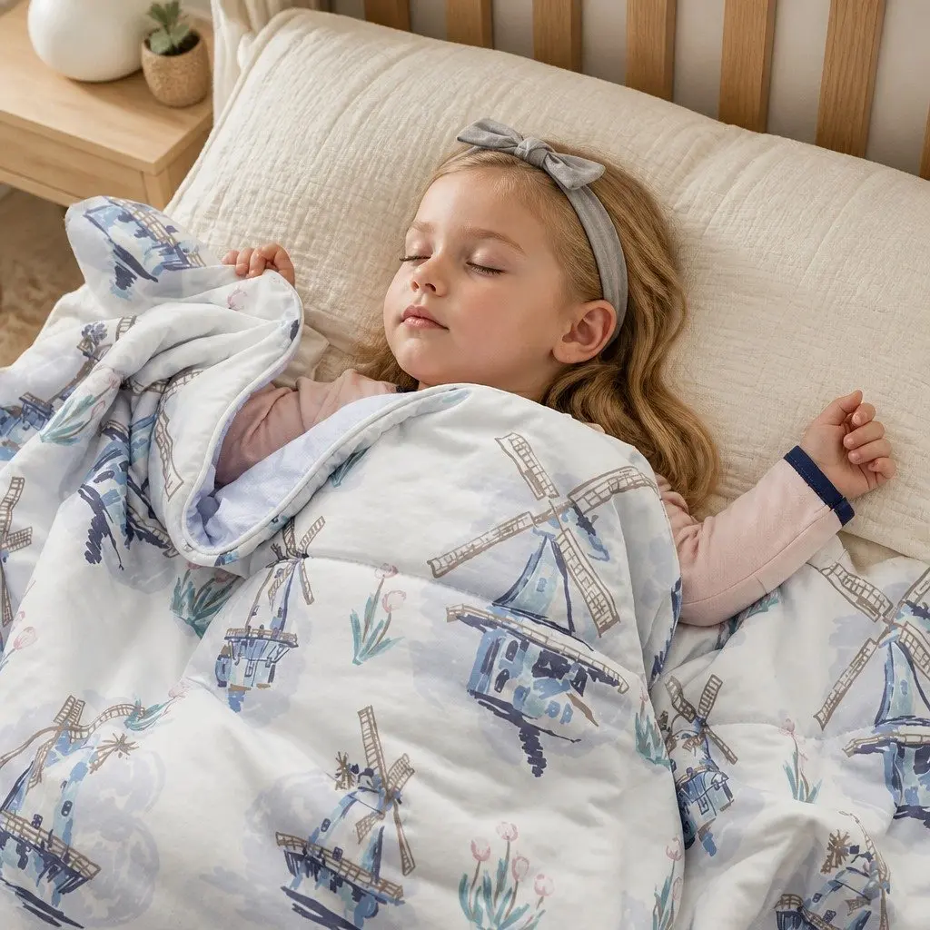 Kids Comforter Blanket Blue 120x150cm Moisture-Wicking Lightweight Sleep
