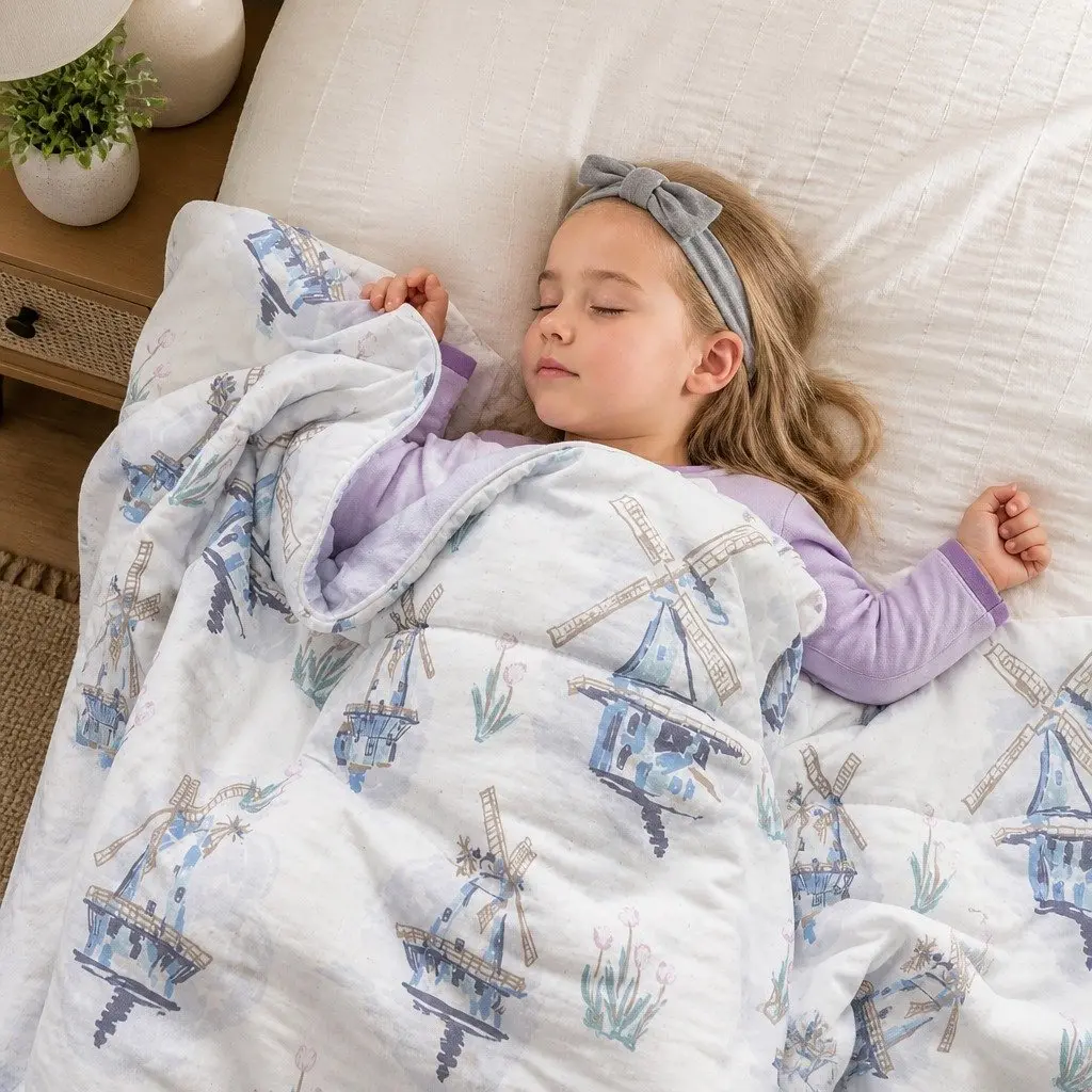 Kids Cooling Comforter Blanket Blue 120x150cm Moisture-Wicking Soft Sleep Cover