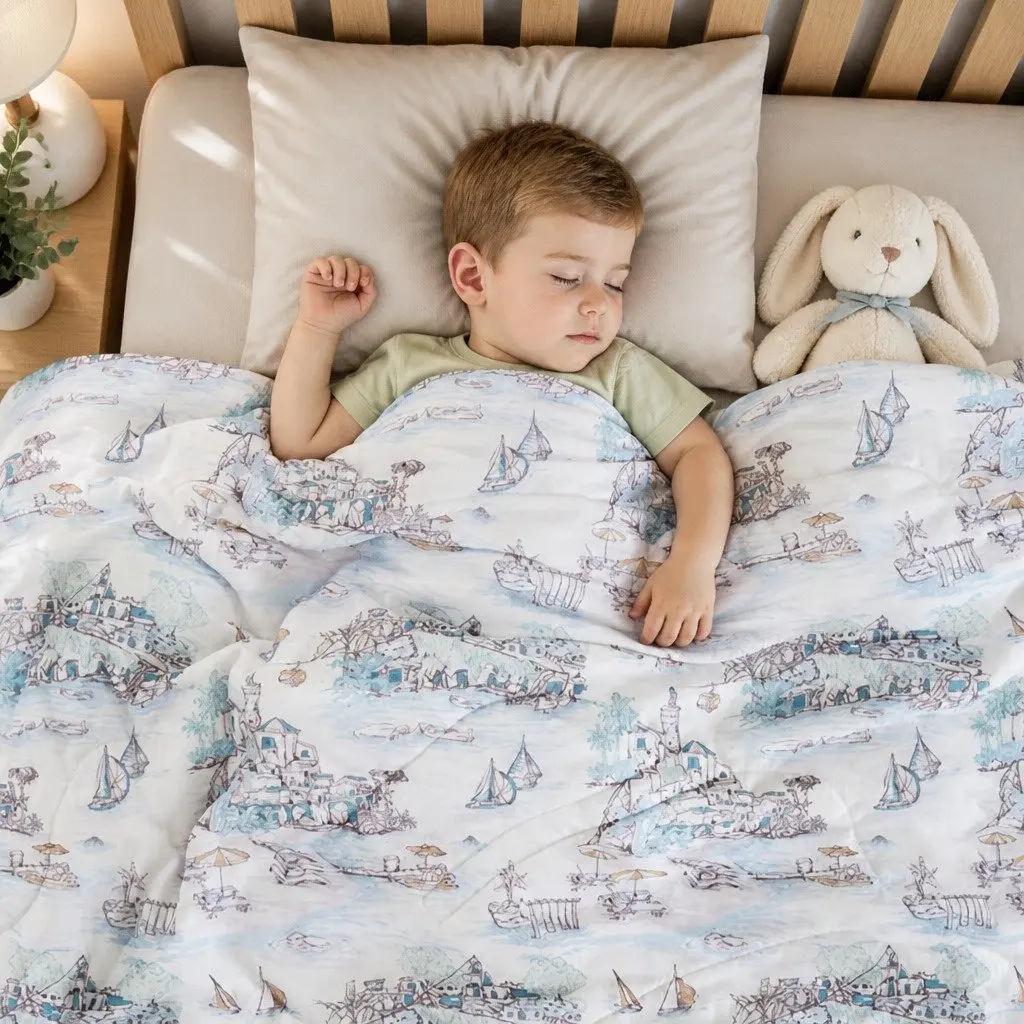 Kids Cooling Comforter Blanket Blue 120x150cm Moisture-Wicking Soft Sleep Cover