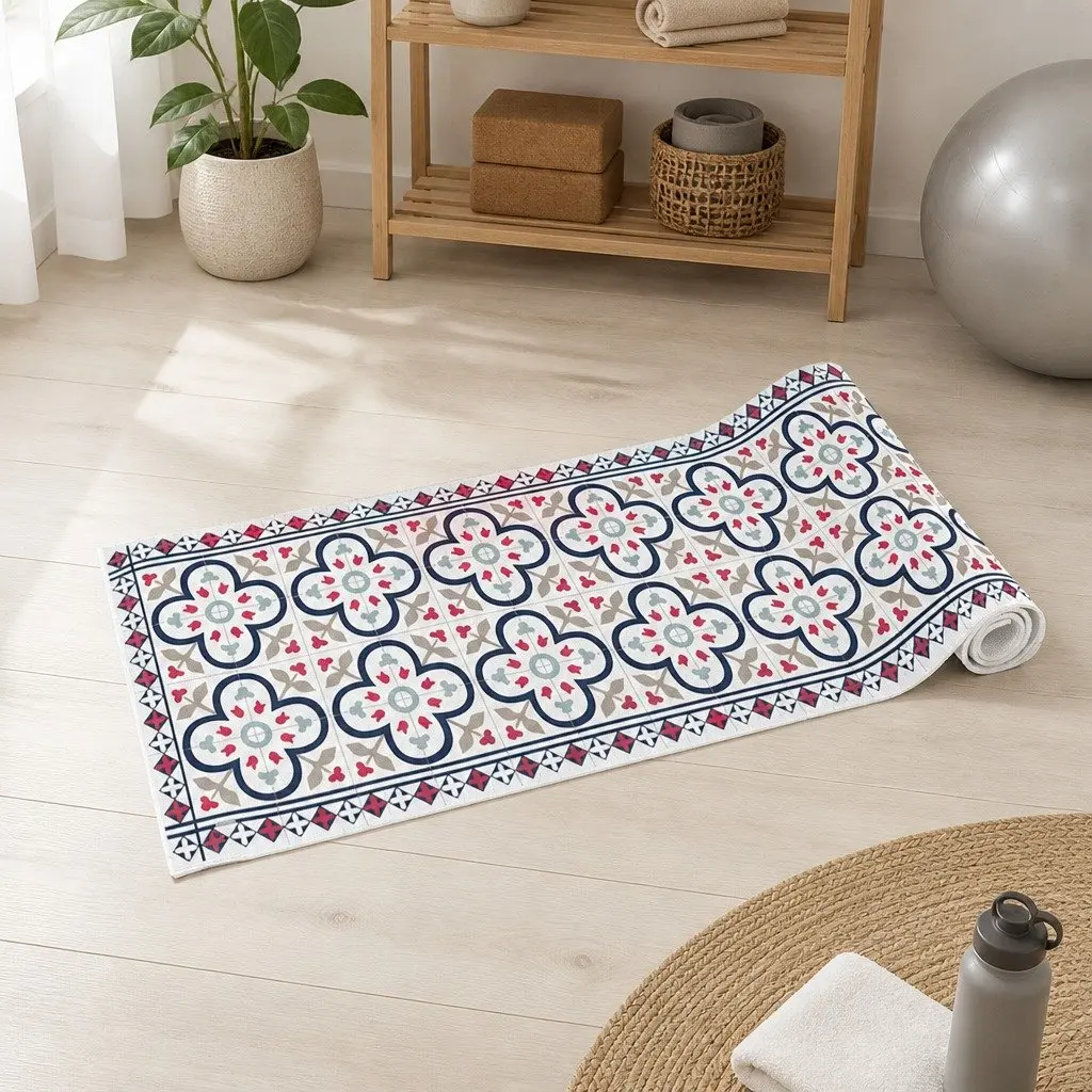 Yoga Mat Barcelona Pattern Thick Lightweight Portable Fitness Exercise Cushion
