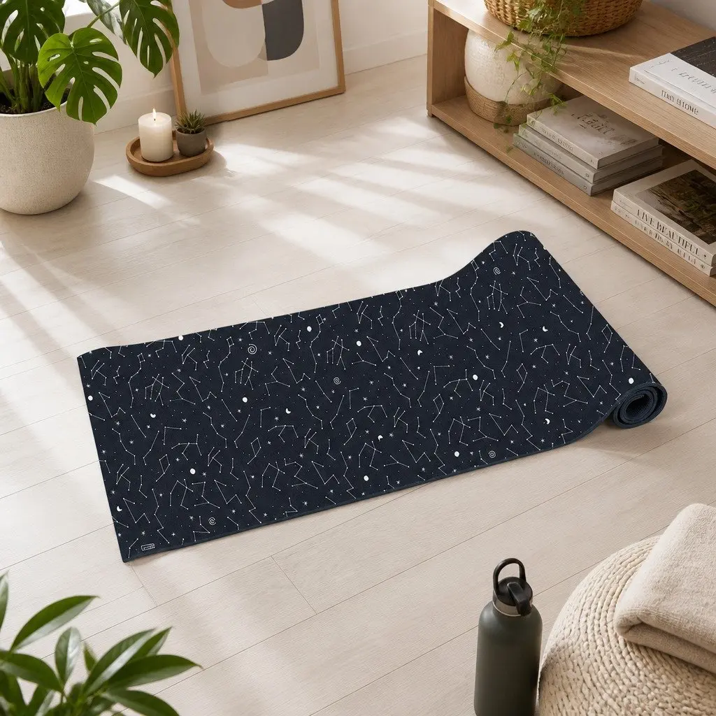 Yoga Mat Constellation Pattern Portable Lightweight Supportive Cushioning 60 x 173 cm