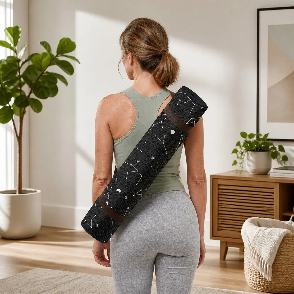 Yoga Mat Constellation Pattern Portable Lightweight Supportive Cushioning 60 x 173 cm