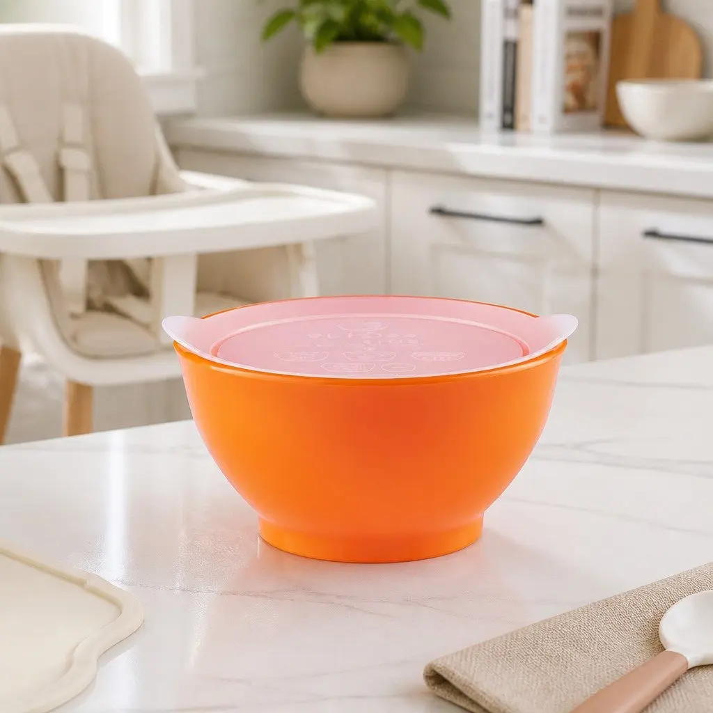 Spill-Proof Anti-Slip Bowl Orange 237ml Self-Feeding Training for Infants and Toddlers