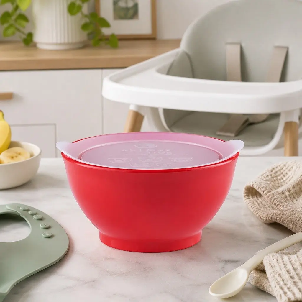 Spill-Proof Anti-Slip Bowl Pink Infant Toddler Self-Feed