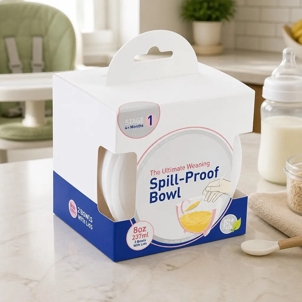Kids Spill-Proof Bowl Green 8oz Anti-Slip Twin Pack with Lid