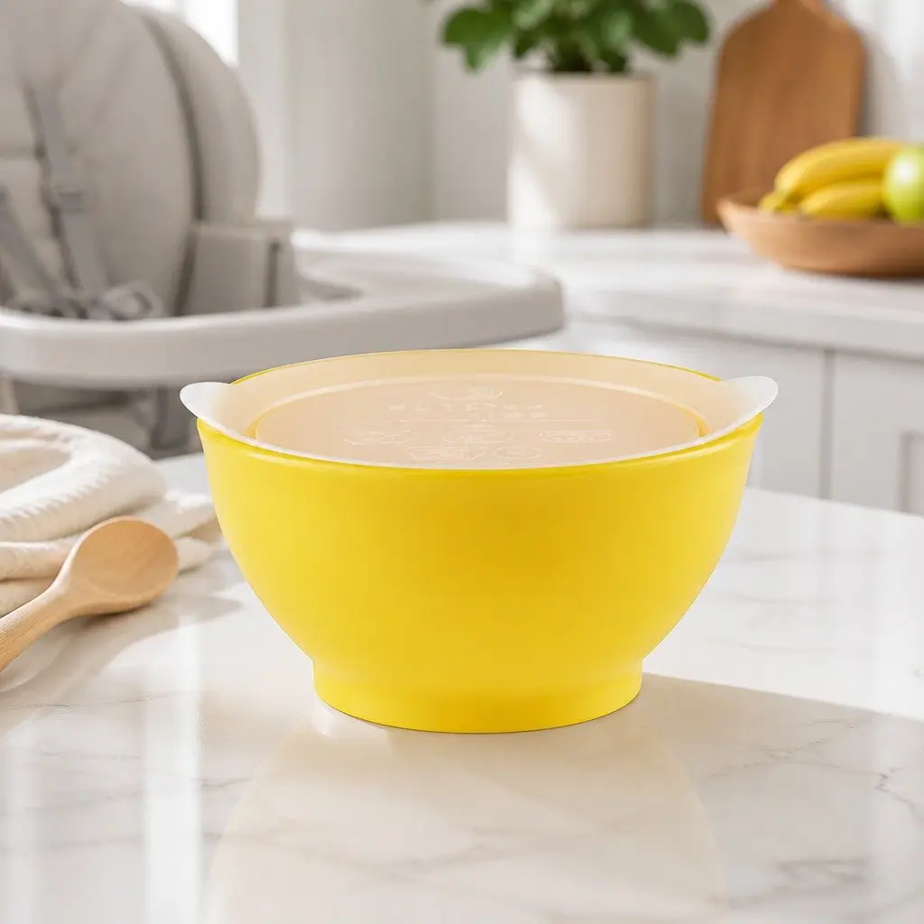 Kids Spill-Proof Bowl Green 8oz Anti-Slip Twin Pack with Lid