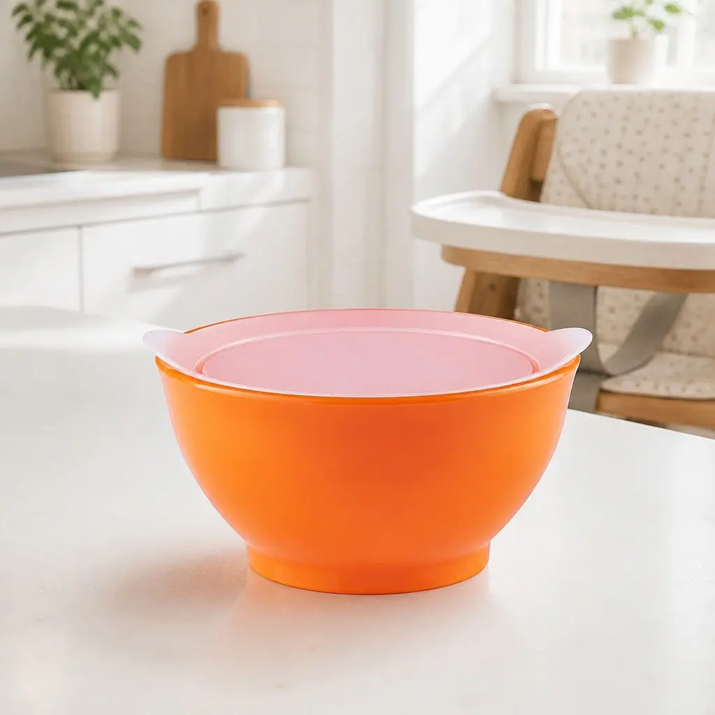 Spill-Proof Anti-Slip Bowl Orange 8oz Smart-Edge Technology Twin Pack