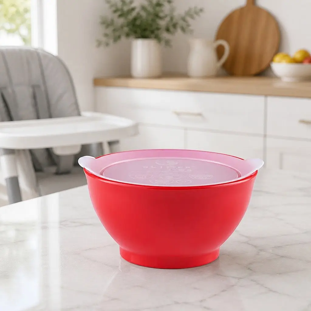 Spill-Proof Anti-Slip Bowl White 8oz Twin Pack with Lid
