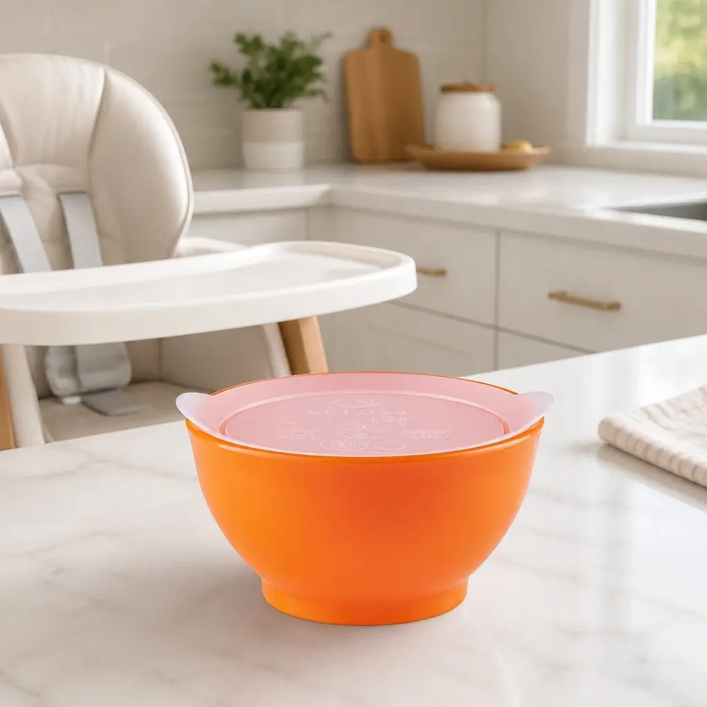 Spill-Proof Anti-Slip Bowl White 8oz Twin Pack with Lid