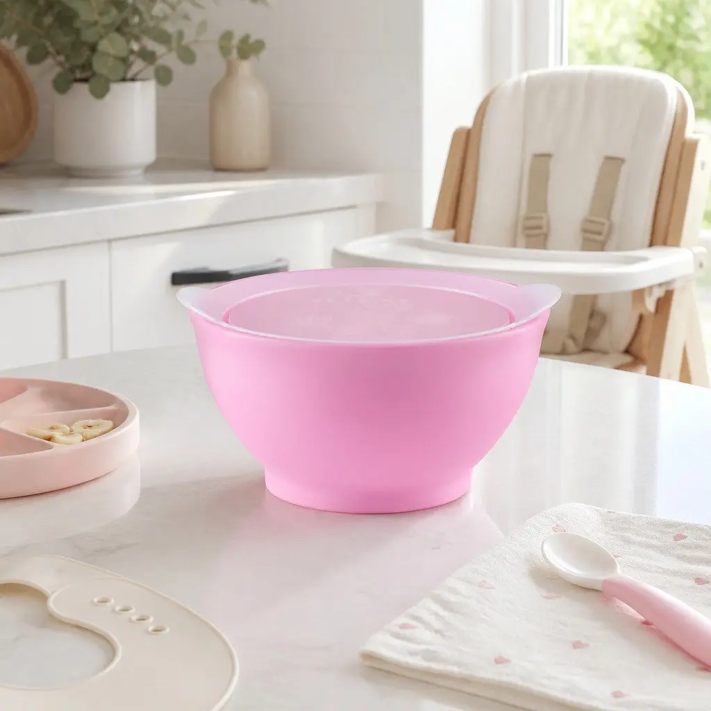 Spill-Proof Anti-Slip Bowl White 8oz Twin Pack with Lid