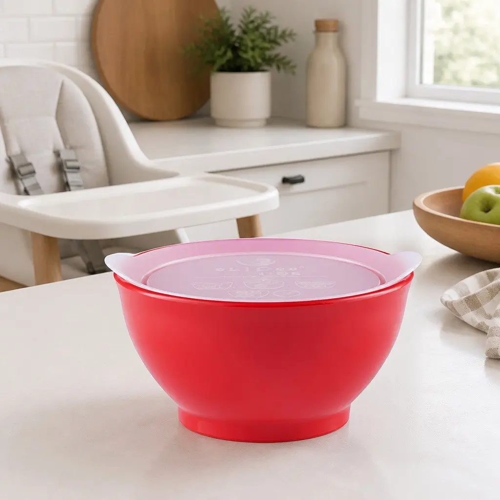 Spill-Proof Anti-Slip Bowl Yellow 8oz Twin Pack with Lid