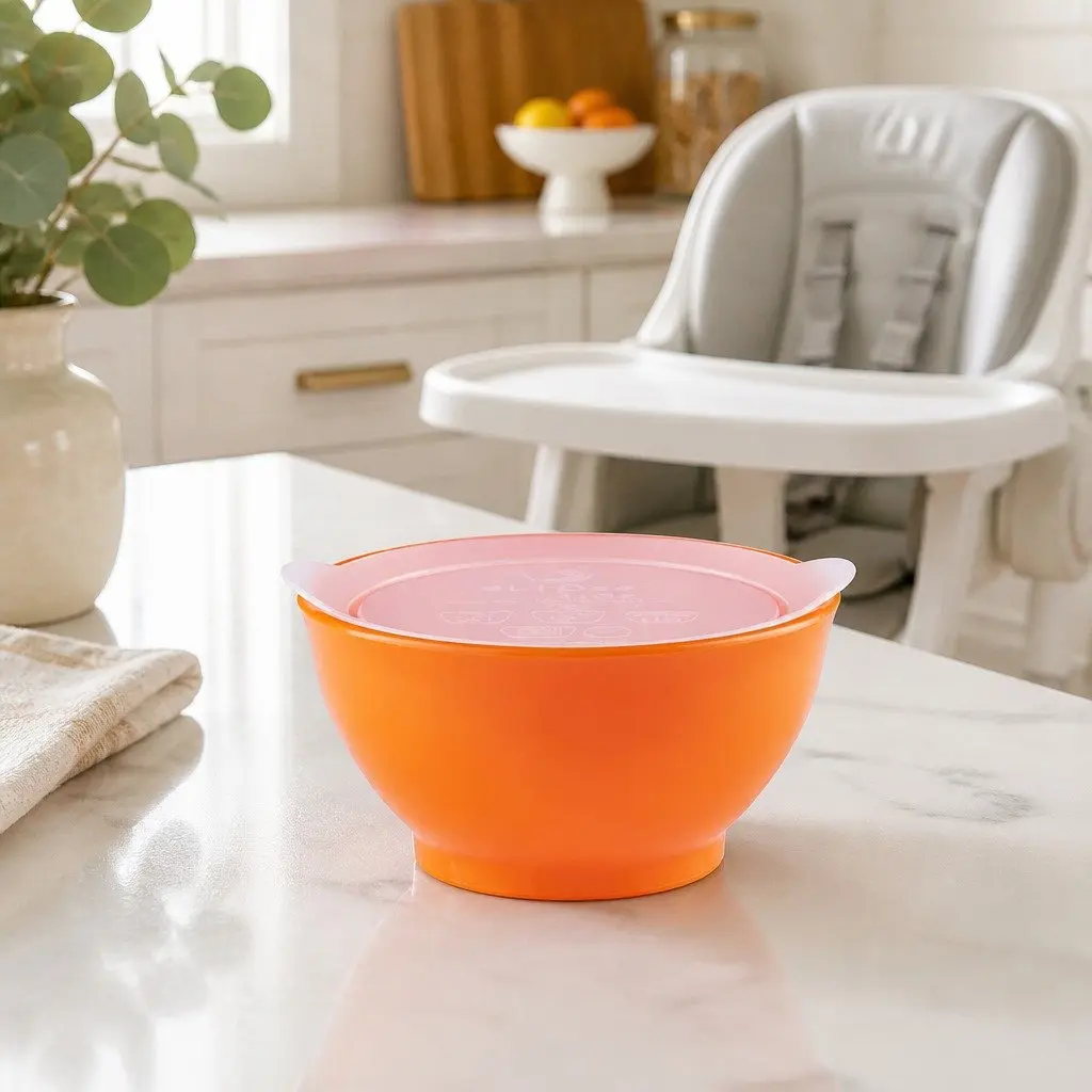 Spill-Proof Anti-Slip Bowl Yellow 8oz Twin Pack with Lid