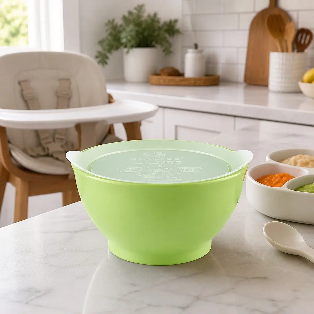 Spill-Proof Anti-Slip Bowl Yellow 8oz Twin Pack with Lid