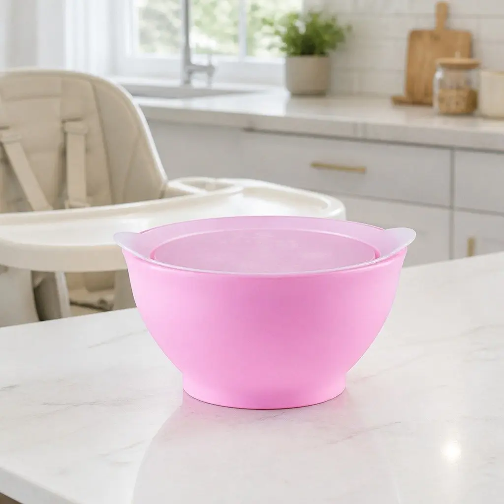 Spill-Proof Anti-Slip Bowl Yellow 8oz Twin Pack with Lid