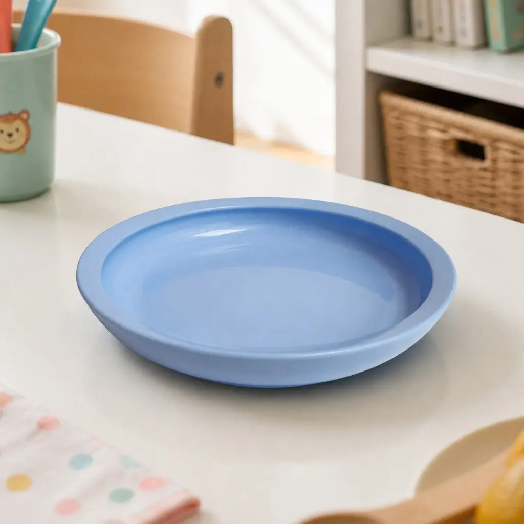 Kids Plate Pink Smart-Edge Technology Spill-Proof Non-Toxic Microwave Safe