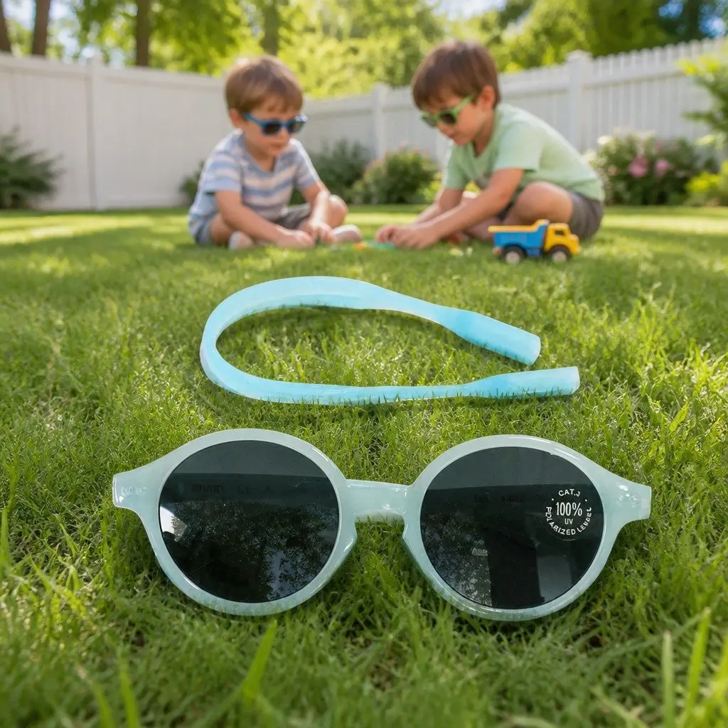 Kids Sunglasses UV Protection Soft Frame Flexible Hinges Strap