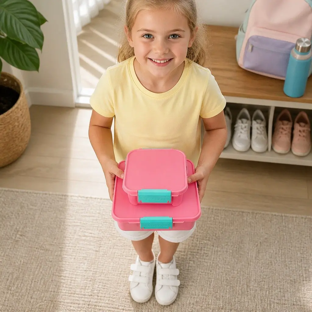 Bento Two Kids Lunch Box Snack Container Leakproof Compartments On The Go