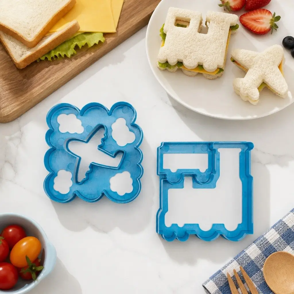 Sandwich Cutters Set Aeroplane Train Kids Lunch Box Fun Food