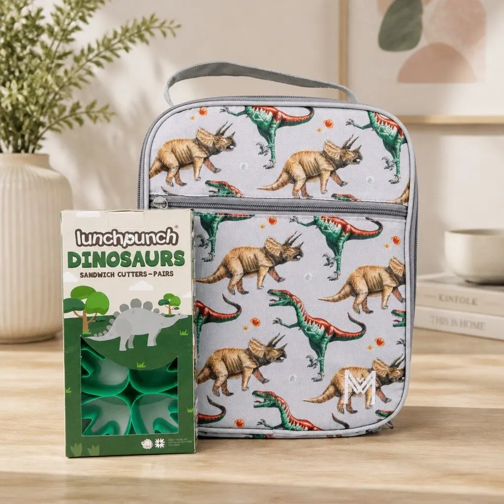 Dinosaur Sandwich Cutters Green 2 Piece Fun Lunch Punch Bento Box Shapes Cutout Set