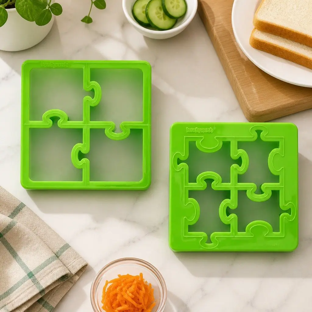 Puzzle Sandwich Cutter Set Large Creates Fun Shaped Sandwiches Minimizes Waste