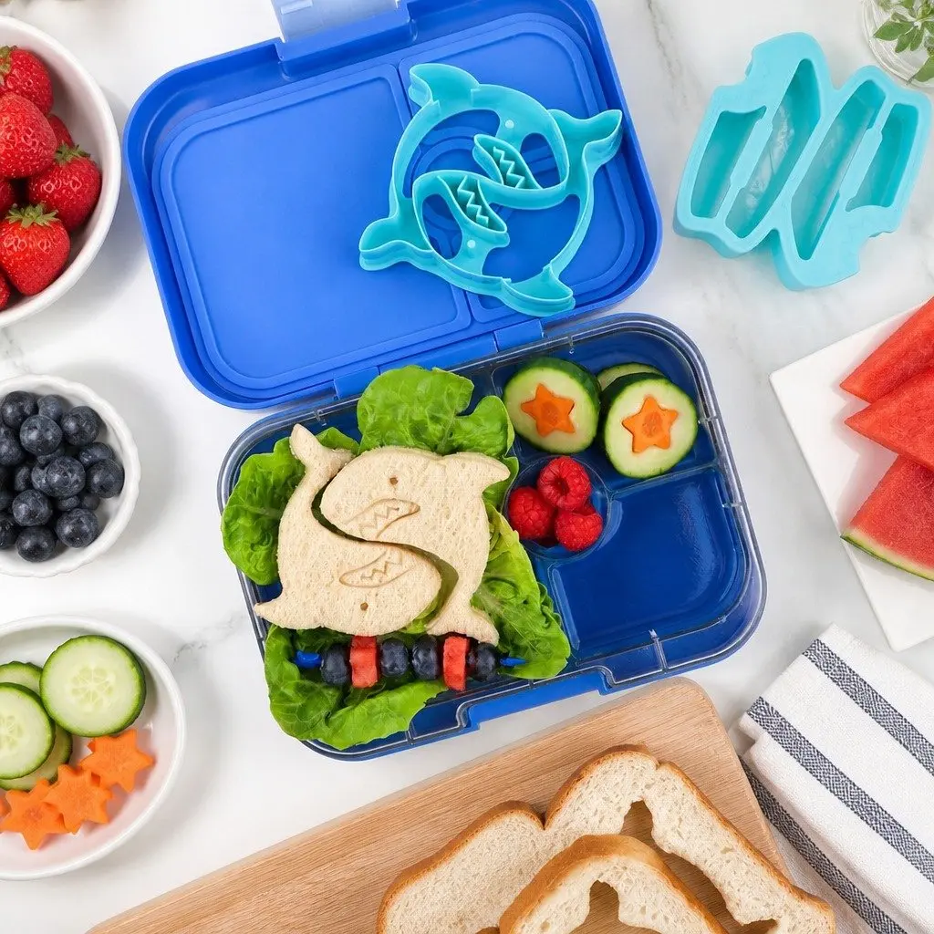 Lunch Punch Shark Sandwich Cutter Set Kids Fun Shaped Cutters Twin Design