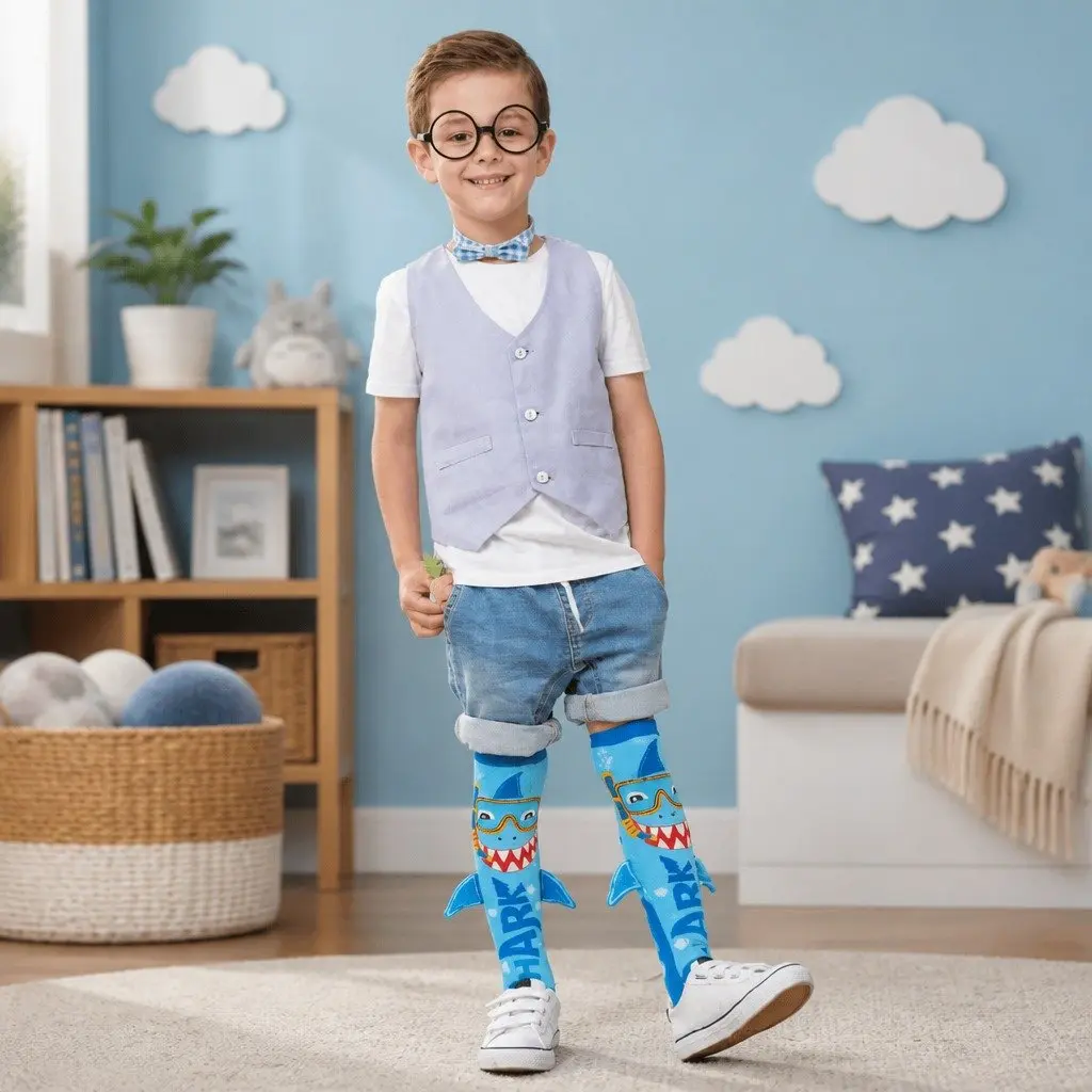 Kids Shark Socks with Spikes Fins Toddler Ages 3-5 Unisex Novelty Plush Socks