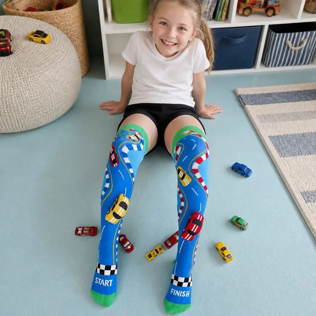 Racing Cars Socks for Kids & Adults Age 6-99 Fun Novelty Plush Design