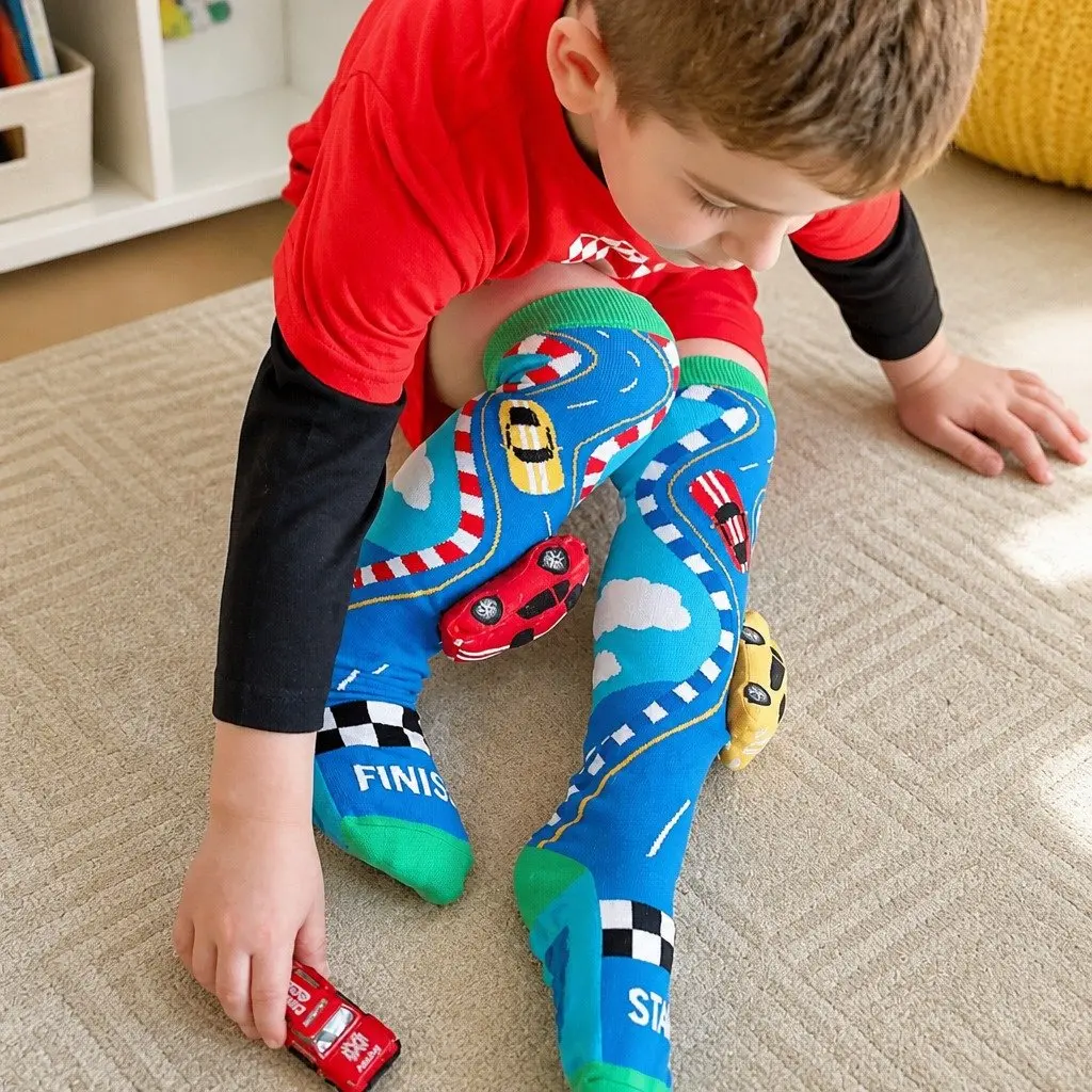 Racing Cars Socks for Kids & Adults Age 6-99 Fun Novelty Plush Design