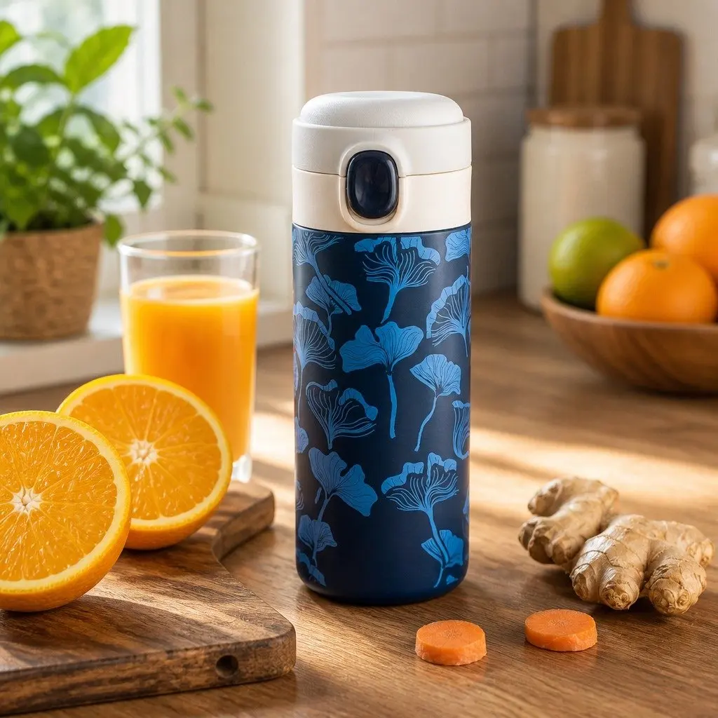 Kids Insulated Water Bottle Litchi 360ML Double Wall Sport Cap Portable Drink Container