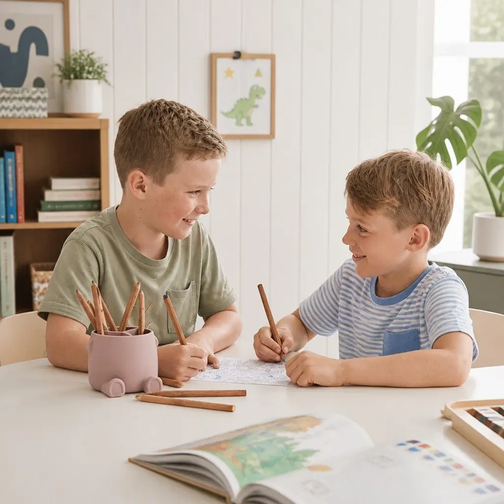 Silicone Pencil Can Holder Storage Container for Children Kids Art Supplies