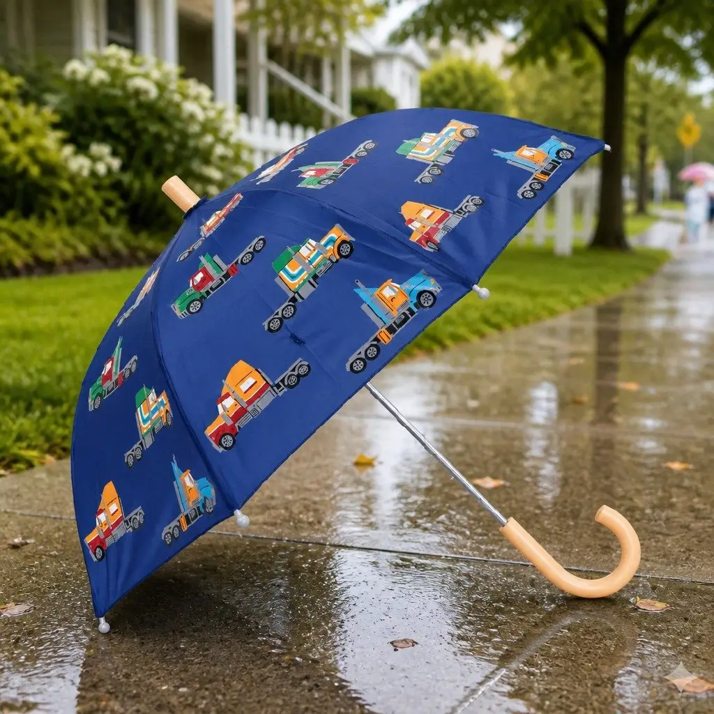 Kids Umbrella Colour Change Wooden Handle 23 Inch Compact