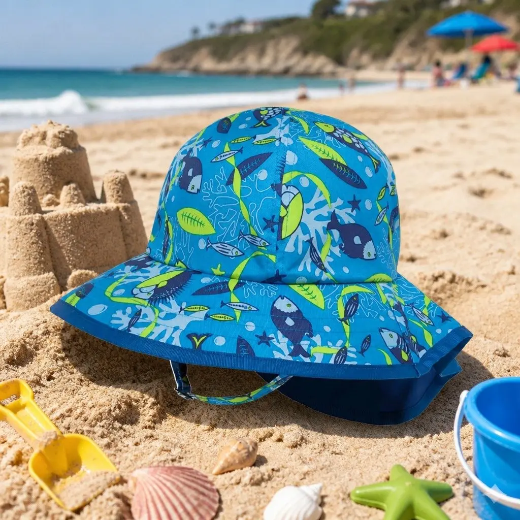 Kids Play Hat UPF50+ Sun Protection Aquatic Small Breakaway Safety Chinstrap