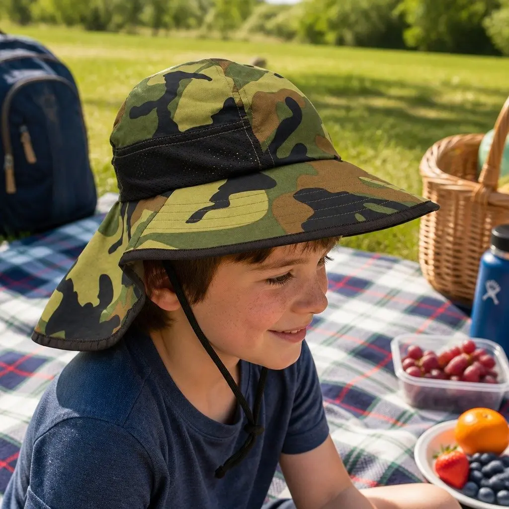 Kids Play Hat Blue Adjustable Lightweight UPF50+ Sun Protection Breakaway