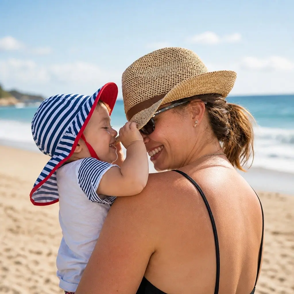 Infant Sun Hat Navy White Stripe UPF50+ Crushable Packable Lightweight Breathable