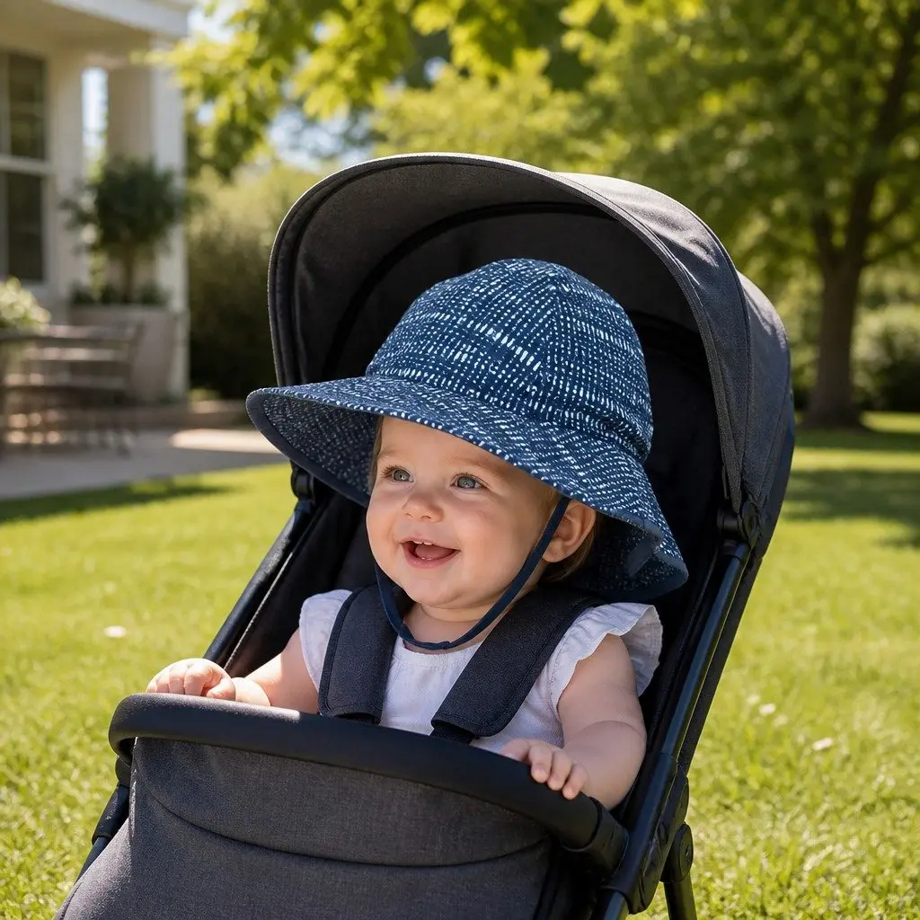 Infant Sun Hat UPF50+ Crushable Packable Lightweight Stroller Friendly Adjustable Stretch Fit