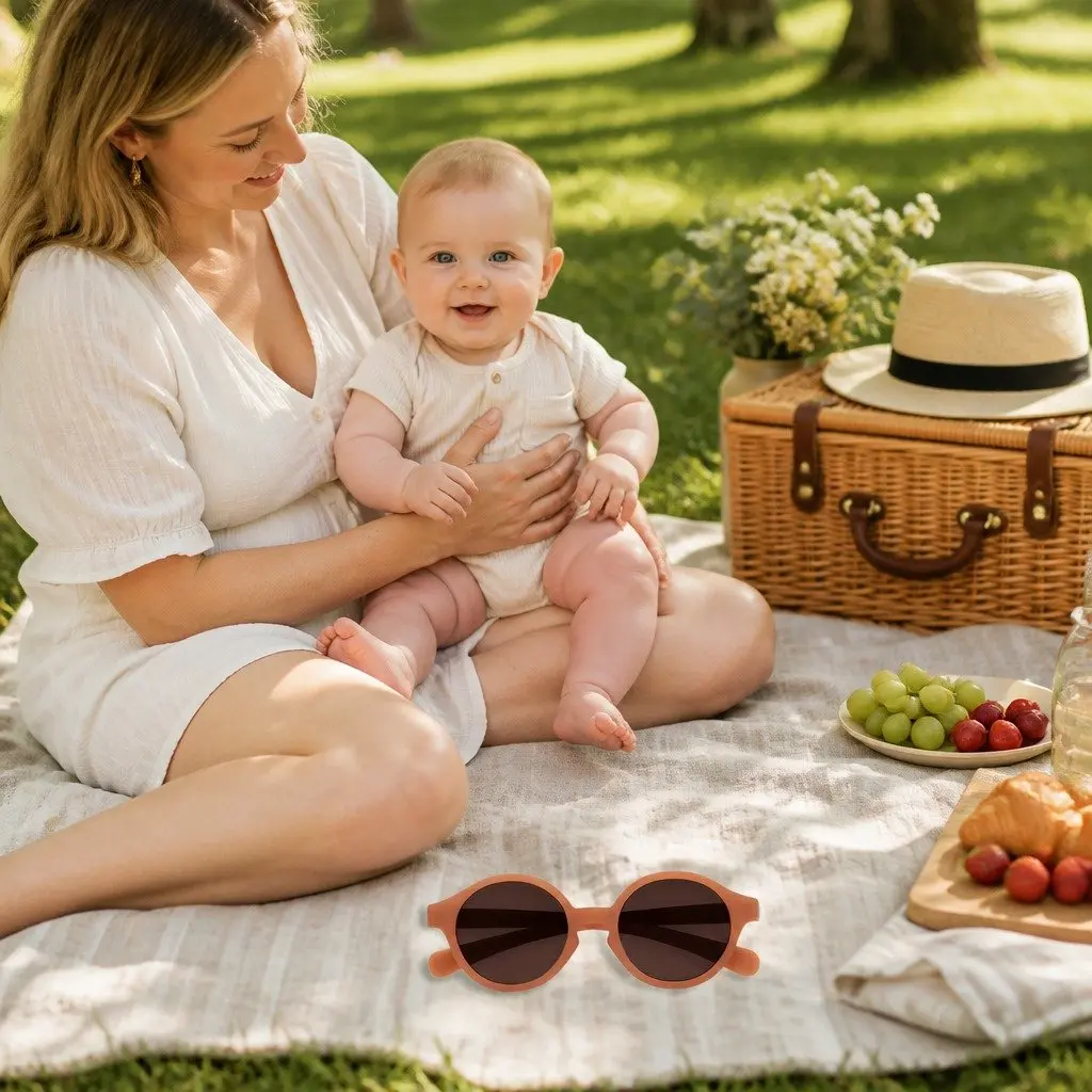 Baby Sunglasses 0-9 Months Round Frame UV Protection Lightweight Unisex Kids