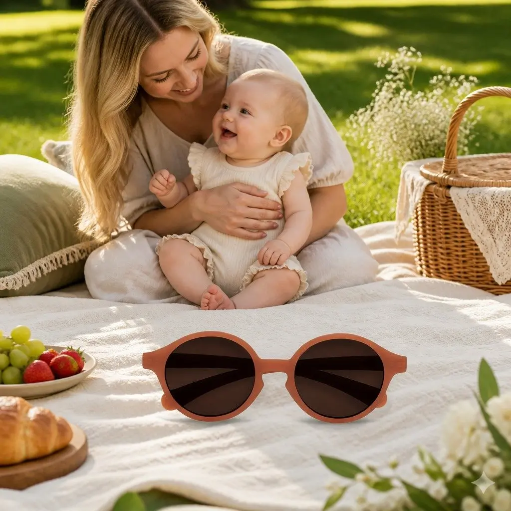 Baby Sunglasses 0-9 Months Round Frame UV Protection Lightweight Unisex Kids