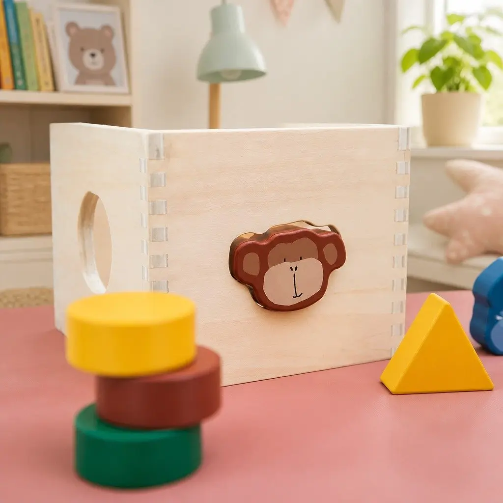 Wooden Shape Sorter Toy Multicolour 15cm Educational Geometric Learning Blocks