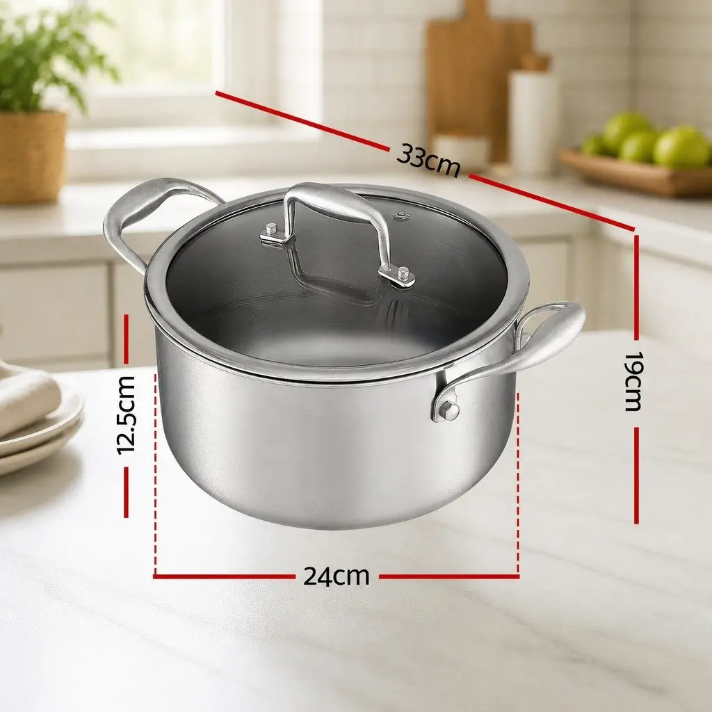 Dutch Oven Silver 4.5L Stainless Steel Stay-Cool Handle