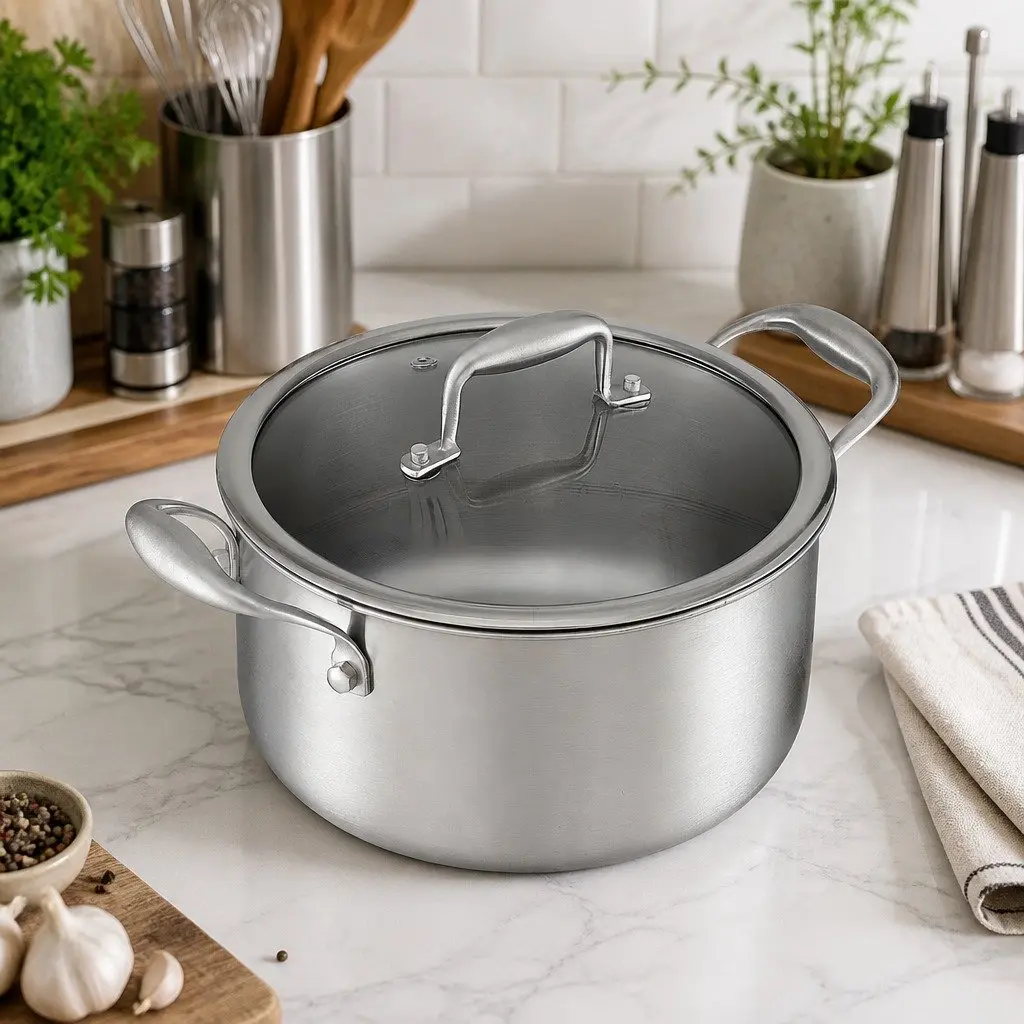 Dutch Oven Silver 4.5L Stainless Steel Stay-Cool Handle
