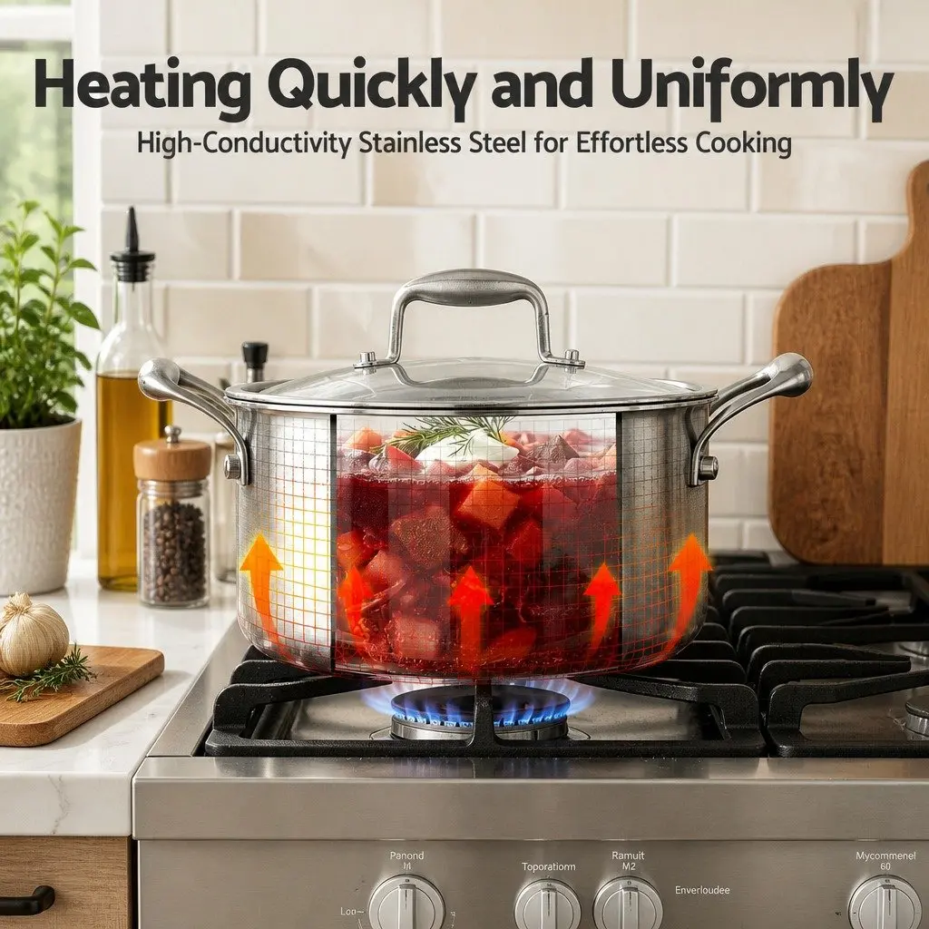 Dutch Oven Silver 4.5L Stainless Steel Stay-Cool Handle