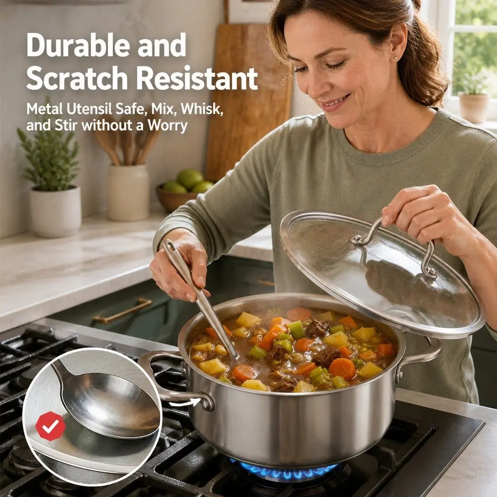 Dutch Oven Silver 4.5L Stainless Steel Stay-Cool Handle
