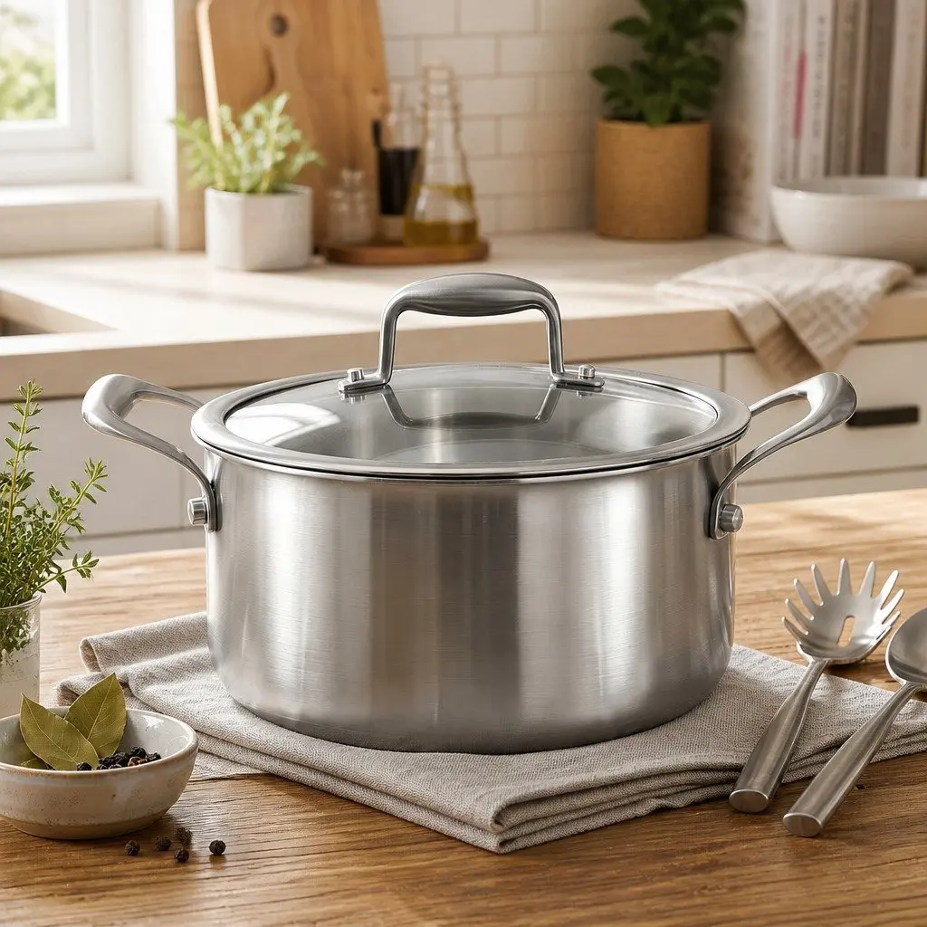 Dutch Oven Silver 4.5L Stainless Steel Stay-Cool Handle
