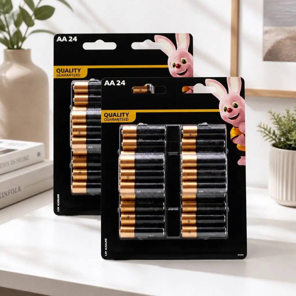 AA Alkaline Batteries 24 Pack Long Lasting Power Leak Resistant for Household Electronics