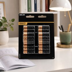 AA Alkaline Batteries 24 Pack Long Lasting Power Household Office Commercial