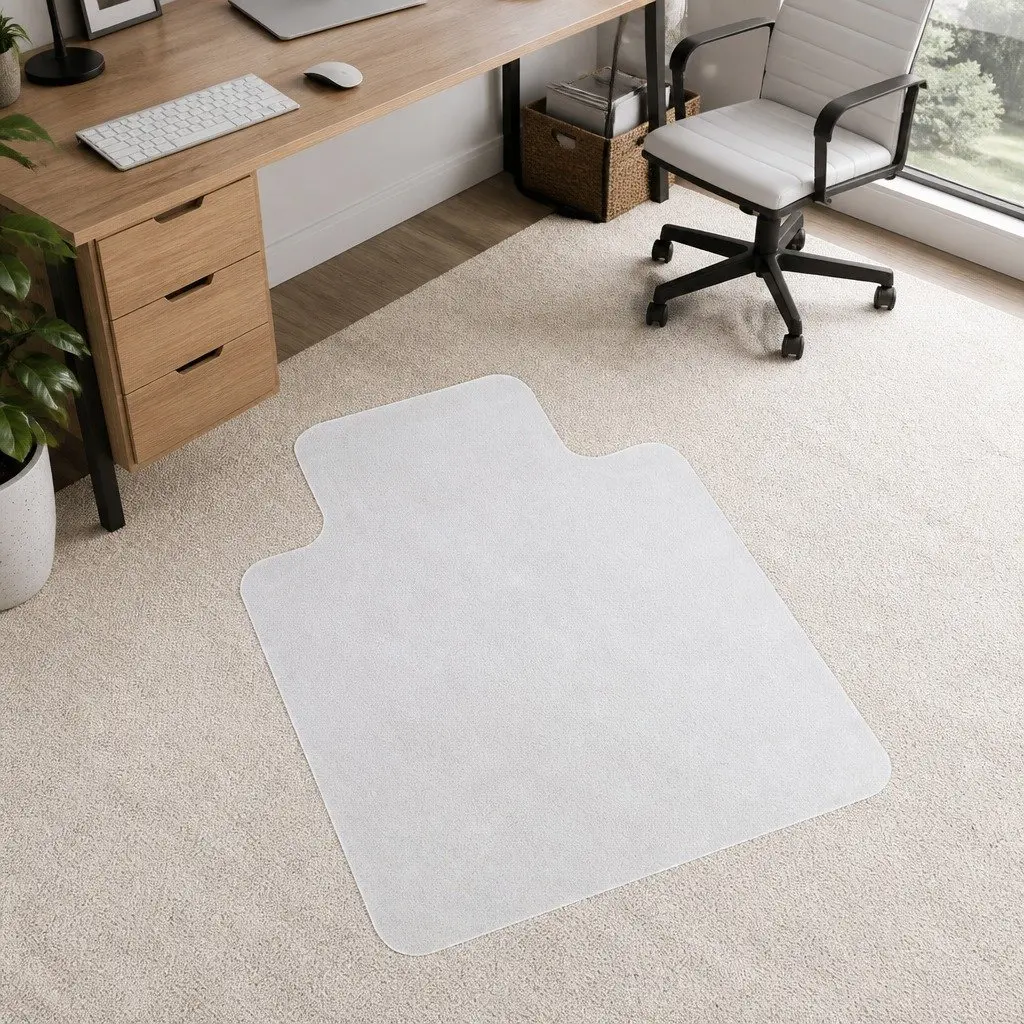 Chair Mat Clear Black 120x90cm Floor Protector Gripper Backing for Carpet Home Office Use