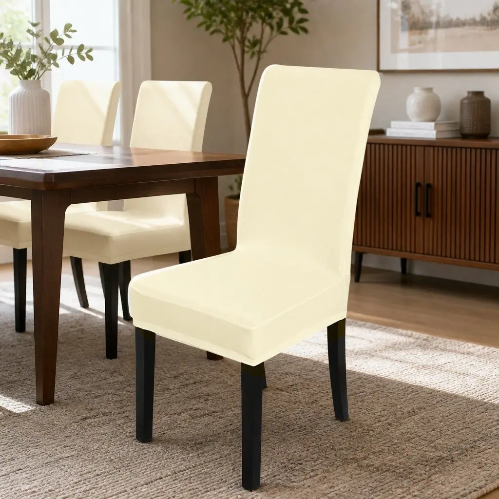 Stretch Elastic Chair Covers Grey 4 Piece Washable Slipcover Seat Protector
