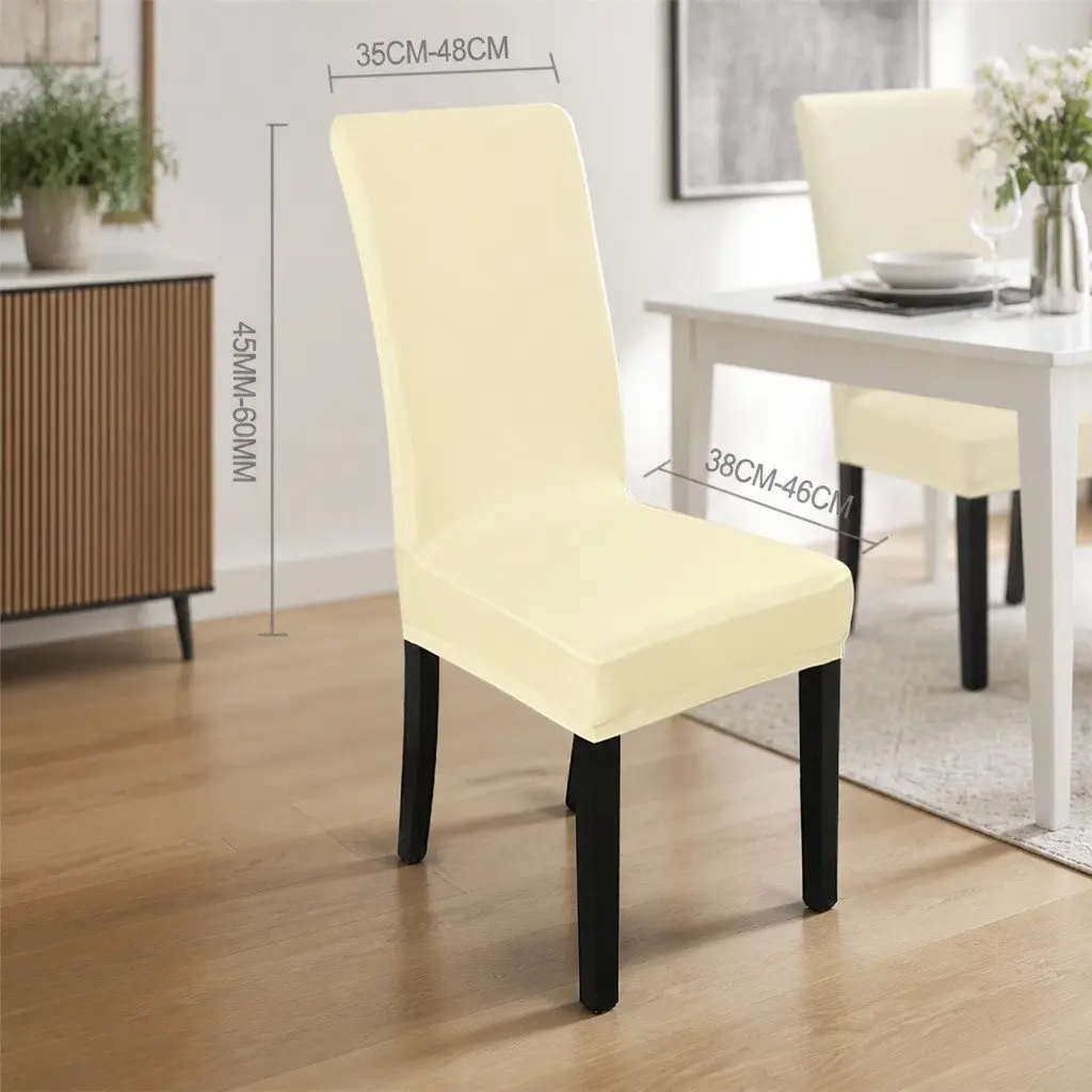 Stretch Elastic Chair Covers Grey 4 Piece Washable Slipcover Seat Protector